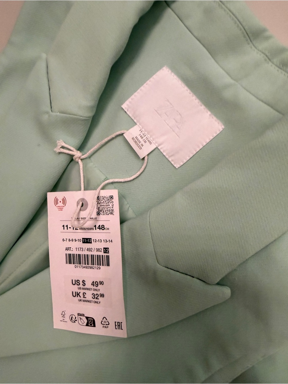 BNWT Zara Green Sleeveless Tailored Vest with Wide-Leg Trousers and jewel button - Picture 3 of 3
